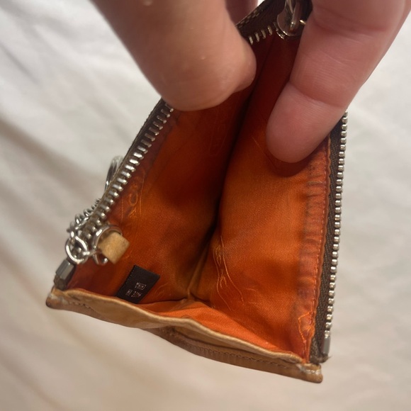 COACH VINTAGE Monogram Canvas & Leather Zipper Key Chain ID Wallet Coin Purse - Picture 9 of 10